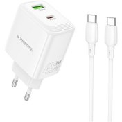 Resim Borofone Bn30 Fuente Pd45w Tip-c + Qc 3.0 Usb Şarj Cihazı 1m Tip-c Tip-c Kablosu, Ab Fişi Beyaz Beyaz 