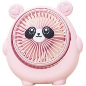 Resim Küçük Vantilatör Pembe Tutan Sevimli Panda 1 