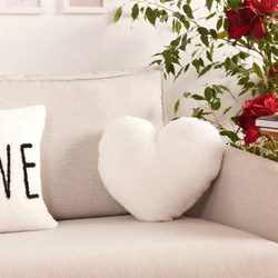 Resim Amour Kalp Yastık Beyaz 