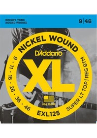 Resim D'addario Exl125 Super Light Top/Regular 9-46 Takım Tel Elektro Gi 