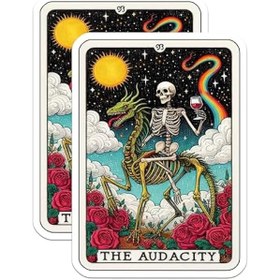 Resim (2'li Paket) Tarot İskeleti Sürme Ejderha Çıkartmaları - Audacity İskelet Sanatı - Mistik Tarot Kartı Çıkartmaları - En Uzun Tarafta 5 inç - Pürüzsüz Düz Yüzeylere Yapışır - ABD'de Üretilmiştir 