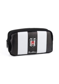 Resim Beşiktaş Me Team Çubuklu Suni Deri Kalem Çantası Siyah - Beyaz 