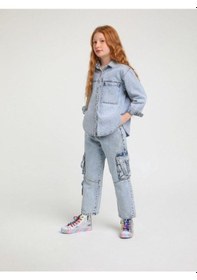 Resim Jack Lions Kız Çocuk Paçası Üç Cepli Kot Pantolon-14185 Buz Mavi 