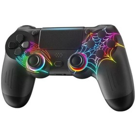 Resim Ps4/pc Uyumlu Rgb Çift Motor Titreşimli Spiderman Bluetooth Oyun Kolu 