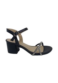 Resim Zerhan 420 Kadın Siyah Taşlı Bantlı Alçak Topuklu Abiye Ayakkabı Siyah 