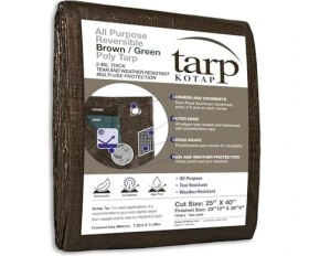 Resim Esmo Home Kotap Çok Amaçlı Çok Amaçlı 5 Mil Poli Tente, Ters Çevrilebilir, Kahverengi/yeşil, Kesim Boyutu 7,6 x 12,2 M/bitmiş Boyut 7,0 M. 25,4 cm x 11,9 M. 4 Inç, TBG-2540, Su Geçirmez 