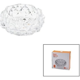 Resim Küçük Cam - Dıamond Kristal Şekil Yuvarlak Küllük Çap: 11.2cm - D: 4.4cm 4989 