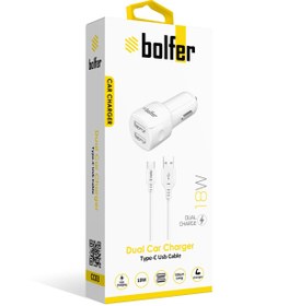 Resim bolfer Araç Şarj Seti Type-C 3.1A 18W Uyumlu Beyaz 