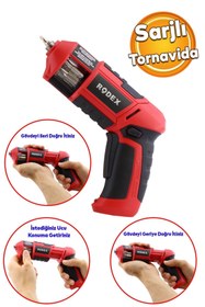 Resim Rodex RDX331 Akülü Otomatik Değiştirilebilir Uçlu Vidalama Şarjlı Tornavida Yıldız Düz Uç Hediyeli 