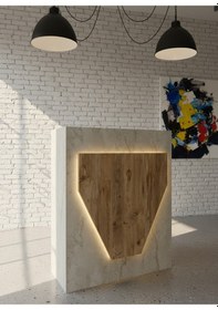 Resim Resital Ledli Karşılama Bankosu G-90 Cm Ofis Kasa Resepsiyon Masası Banko-001-8-6 