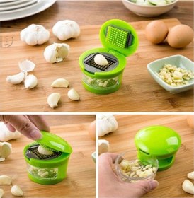 Resim 2 Farklı Bıçaklı Hazneli Kapaklı Pratik Sarımsak Soğan Rendesi Yeşil 