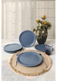 Resim Keramika Mat Mavi Bloom Pasta Tabağı 24 Cm 6 Adet 399 Mavi 
