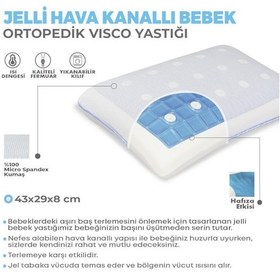 Resim Viscofoam Terletmeyen Hava Kanallı Ortopedik Bebek Yastığı Jelli Hava Kanallı Visco Bebek Yastığı 
