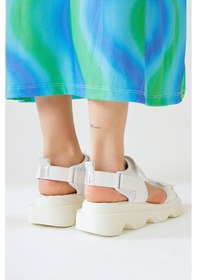 Resim Tale Beyaz Tek Bantlı Cırt Cırt Detaylı Sandalet 001 