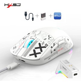 Resim Hxsj T90 Pro 3 Modlu Kablosuz Oyuncu Mouse-Rgb Şarj Istasyonu 650 Mah Batarya 