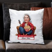 Resim Dizi Bağımlısı Anne Karikatürlü Yastık 