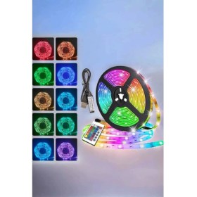 Resim Bucuks Mey Ithalat® Yeni Nesil Rgb Işıklı 10METRE Şerit LED Kumandalı Şarj Edilebilir 
