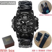 Resim Hanyang Kutu Askılı Gri Açık Hayatta Kalma Izle Çok Fonksiyonlu Su Geçirmez Askeri Taktik Paracord Izle Bilezik Kamp Yürüyüş Acil Durum Dişlisi (Yurt Dışından) 