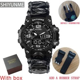 Resim Hanyang Kutu Askılı Gri Açık Hayatta Kalma Izle Çok Fonksiyonlu Su Geçirmez Askeri Taktik Paracord Izle Bilezik Kamp Yürüyüş Acil Durum Dişlisi (Yurt Dışından) 