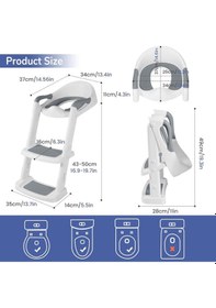 Resim Deanic Çocuk Klozet Adaptörü Merdivenli - Pu Pedli - Kaymaz 1- 7 Yaş, 38- 47 CM Uyumlu Gri 