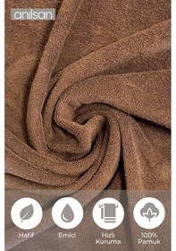 Resim 4'lü Kahverengi Havlu Seti %100 Pamuk - 2 Adet El Havlusu 50x90 Ve 2 Adet Banyo Havlusu 70x140 Kahve 