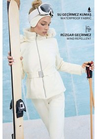 Resim Defacto Su İtici Slim Fit Dar Kesim Kemerli Kapüşonlu Softshell Kayak Montu F3525ax25wnwt46 Beyaz-wt46 