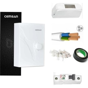 Resim Feyza Design C7 Elektrikli Şofben ve 7m Kablo ile Montaj Seti, Pratik Kullanım 