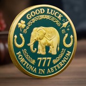 Resim Fil & Yonca Şans Madalyası - 777. Fortuna Aeternum Anma Madalyonu, Beyaz ve Altın Metal Koleksiyon Parçası, Spor Tutkunları İçin, Noel, Sevgililer Günü, Yılbaşı Hediyesi, Şükran Günü İçin Mükemmel 