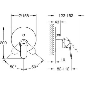 Resim Grohe Eurosmart Cosmo 24045000 2 Çıkışlı Divertörlü Ankastre Banyo Duş Bataryası Krom Gri 