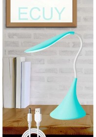 Resim Dokunmatik Masa Lambası Ders Çalışma Kitap Okuma Lambası Pilli Kablolu Kullanım Akrobatik Masa Lamba Mavi 