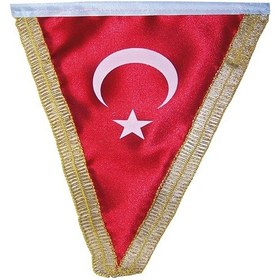 Resim Vatan Masa Bayrağı Türk Üçgen Simli 15X22.5 Vt203 10 Adet 