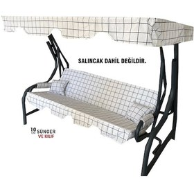 Resim 3 Kişilik Salıncak Minder Seti Süngerli Kılıfı Beyaz Pano Bahçe (547462266) 