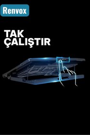 Resim Renvox 6 Fanlı Sessiz Laptop Soğutucu Stand | Kaydırmaz EVA Ped | USB Güçlü 
