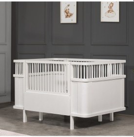Resim Mdf Beşik, Trend Büyüyen Beşik 130x90 + 1 Comfort Yatak Beyaz 