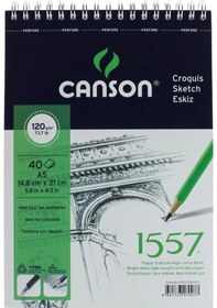 Resim Telli Eskiz Defteri Canson 1557 A5 Spiralli 40 Yaprak 1 Adet 120 Gr 148x210 Mm Üstten Açılmalı Karakalem Sketch Book 