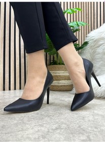 Resim Günlük Kadın Stiletto Sivri Burun Düz Sade Şık Rahat Tırtıklı Taban İnce Topuklu Ayakkabı 289 Siyah 