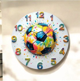 Resim Futbol Top Renkli Baskı Desenli Sayılı Hediyelik Ahşap Sessiz Tablo Duvar Saati 93 Renkli 