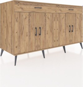 Resim Kronos Konsol 4 Raflı 2 Çekmeceli 4 Kapaklı 176x59x99 Çam-çam Çam-çam 