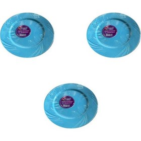 Resim Kullan At Parti Davet Sunum Servis Plastik Sert Mika Tabak - 26 Cm. - Turkuaz - 6 Adetlik 3 Paket 