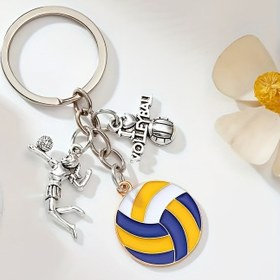 Resim Voleybol Temalı Alaşımlı Anahtarlık - "Voleyboli Seviyorum" Takı, Oyuncu ve Top Tasarımı, Dayanıklı Çinko Alaşımlı, Sporcular ve Hayranlar için İdeal Hediye, Şık Araba ve Çanta Aksesuarı, Spor Aksesuarları|Voleybol Motifi|Dayanıklı Çinko Alaşımlı 