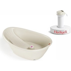Resim Okbaby Bella Dijital Termometreli Çift Yönlü Bebek Küveti K. Beyaz + Splash Bebek Duşu 