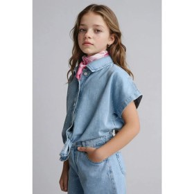 Resim DeFacto %100 Pamuk Mavi Denim Gömlek Kız Çocuk H5569A826SM 