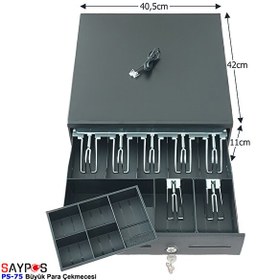 Resim Saypos PS75 Para Çekmecesi 7 Banknotlu Yazarkasa Pos Bağlantılı ve Anahtardan Açılır 40.5x42x11 CM 