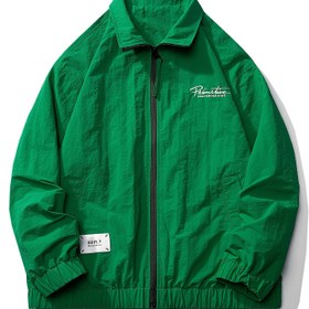 Resim Erkekler için siyah fermuarlı ve nakışlı, rahat fit, dik kollu, bahar ve sonbahar için günlük streetwear, dış giyim | Nakışlı harfler | Polyester astar 