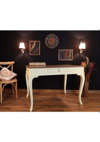 Resim Wooding-Mobilya Wooding 120 Cm Çekmeceli Masif Krem Naturel Çalışma Masası 