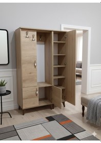 Resim Belin 3 Kapaklı Portmanto Vestiyer Ayakkabılık Dolap Meşe M3 