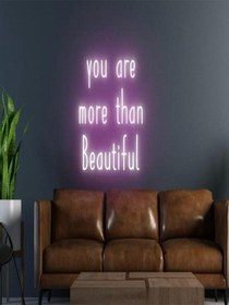 Resim You Are More Than Beautiful Yazılı Neon Tabela Pembe 