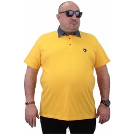 Resim Mocgrande Büyük Beden Polo Kot Yaka Tişört 23420 Sarı-Sarı 