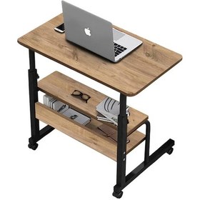Resim Yükseklik Ayarlı Ve Çift Raflı Laptop Sehpası Ve Çalışma Masası 2 Çam 