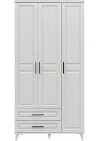 Resim GuneyStore Gözde 3 Kapaklı Komple MDF Beyaz Gardırop 